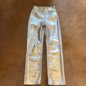 Abercrombie and Fitch Silver Metallic Leather Pants NWT curve love Long